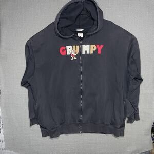 Disney World Grumpy Men's Black Hoodie Full Zip Sweatshirt 3X Vacation Playful